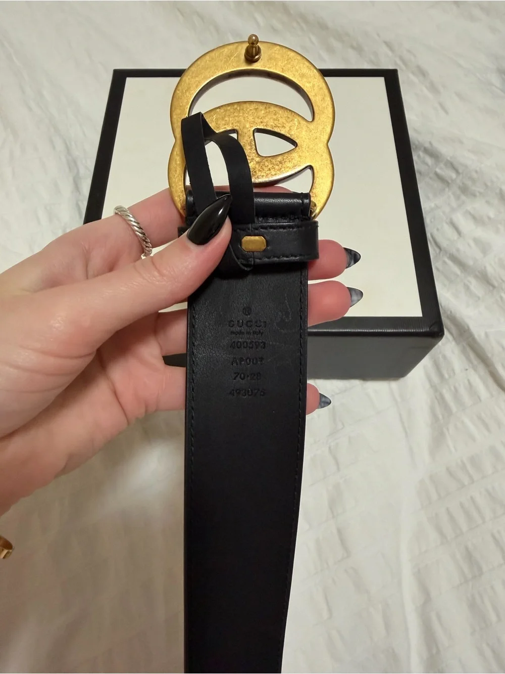 Gucci Black Leather Belt with Gold Double G Buckle